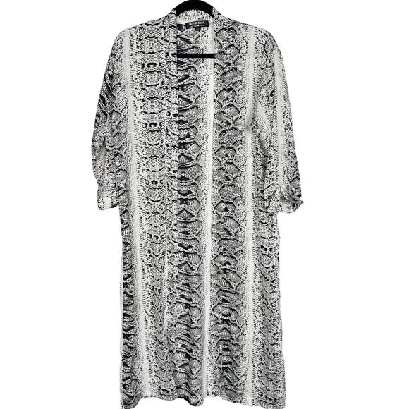 ASOS Fashion Union Womens S/M Gray Black Snakeprint Open Front Top Swim Coverup - Picture 1 of 10